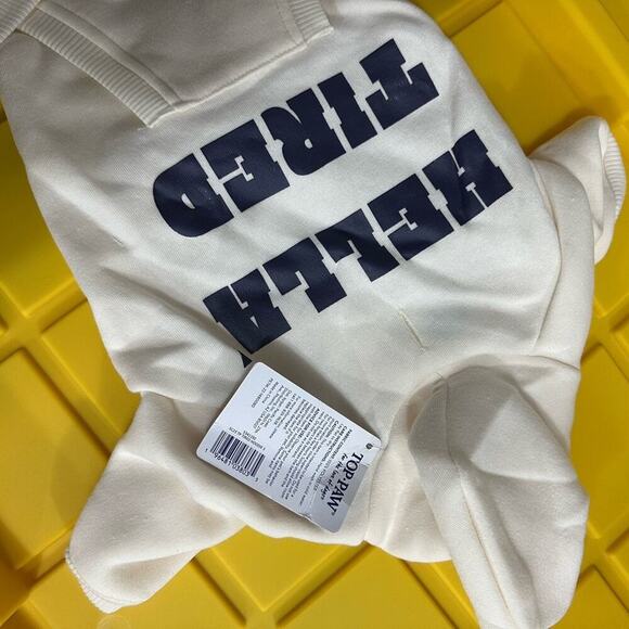 Top Paw Dog Apparel Cute White Hella' Tired Stretch Hoodie Size - S - Picture 7 of 7